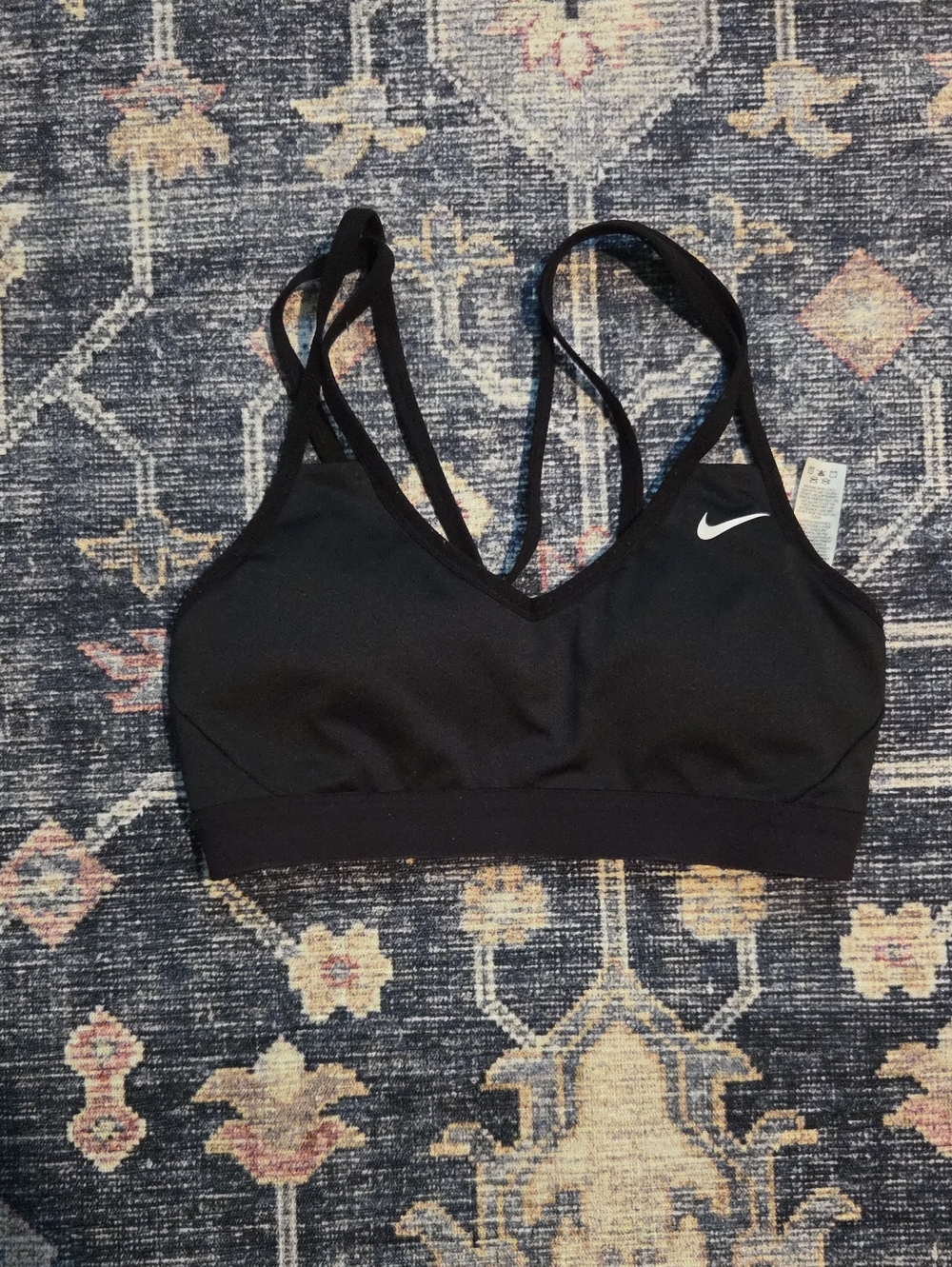Nike Black Double-Strap Padded V-Neck Sports Bra